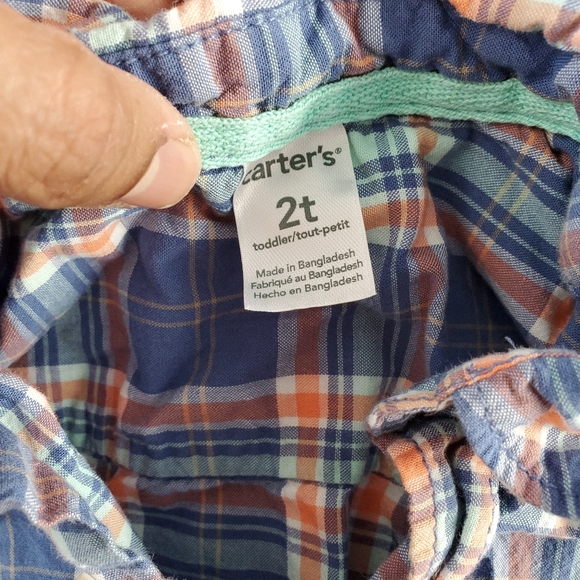 2T Plaid Button Down Shirt With Nautical Detail - Picture 3 of 3